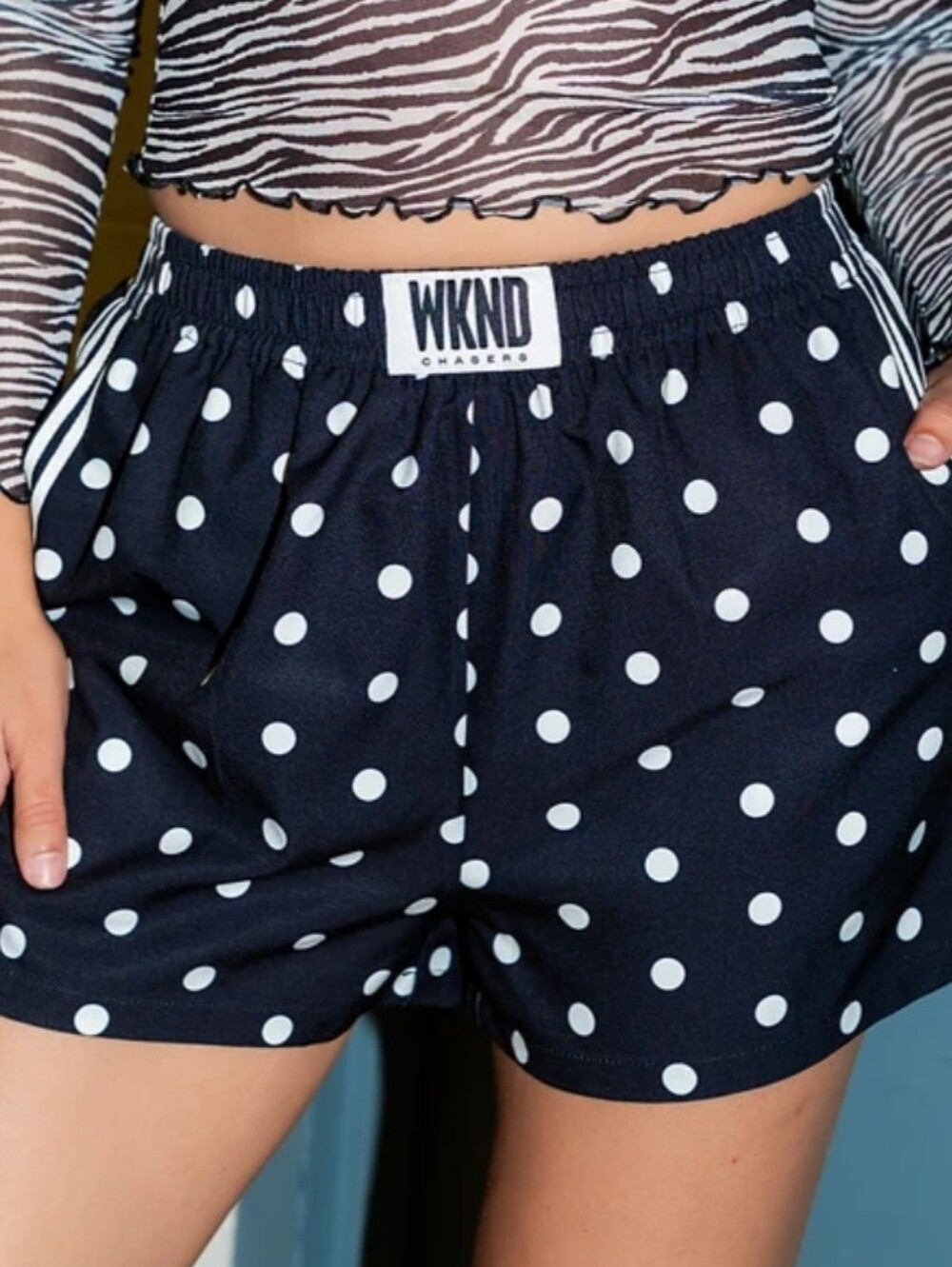 WKND Black Polka Dot Athletic Shorts for Women